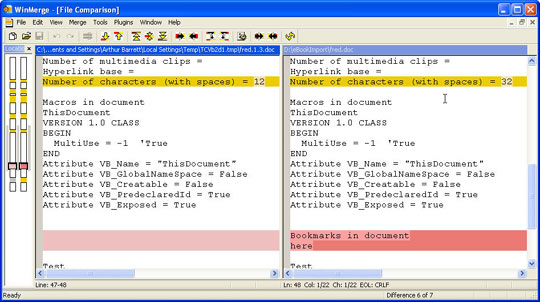 winmerge compare word documents